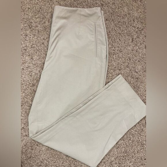 Real Clothes from Saks Fifth Avenue Stylish Cream Slim Pants side zip - Picture 1 of 10
